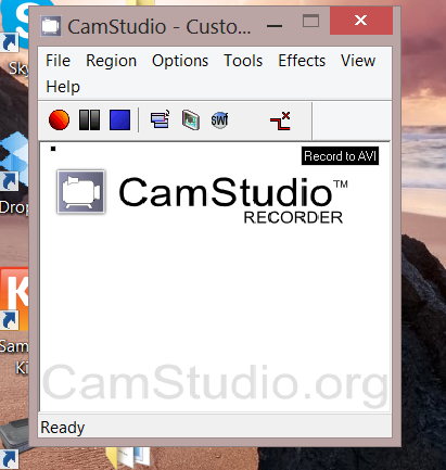 ... on Camstudio icon. During the recording you can pause and again start